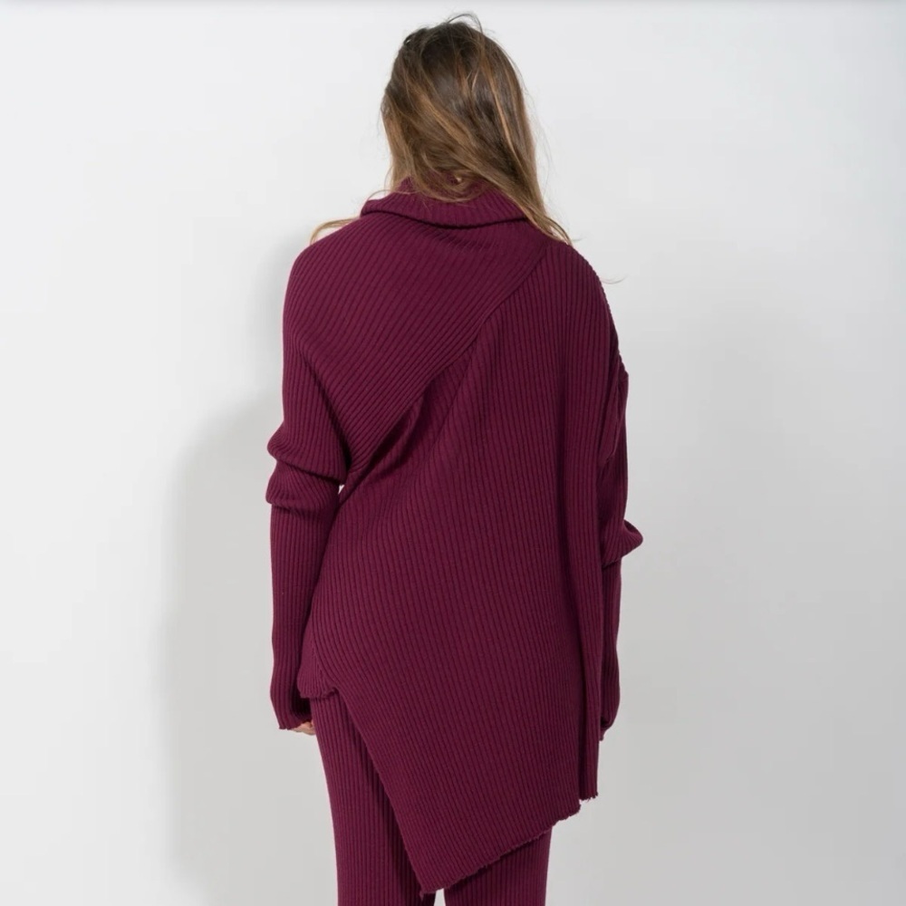 Marques Almeida Burgundy Ribbed Merino Wool Sweater - XS/S - Picture 11 of 12